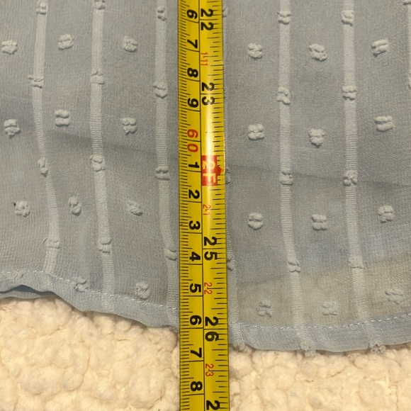 Light Blue Puff Sleeve Ruffled Blouse - Picture 5 of 7